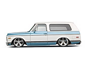 AUT 15 RK1235 01
1972 Chevrolet Blazer Blue And White Profile View On White Seamless