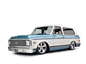 AUT 15 RK1236 01
1972 Chevrolet Blazer Blue And White 3/4 Front View On White Seamless