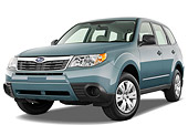 AUT 15 IZ0628 01
2010 Subaru Forester PZEV Blue 3/4 Front View Studio