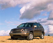 AUT 15 RK0131 01
1999 Lexus RX300 Bronze 3/4 Front View Low On Hay Gray Cloudy Sky
