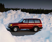 AUT 15 RK0202 03
1995 Toyota Land Cruiser Burgundy 3/4 Front View On Pavement By Snow