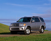 AUT 15 RK0466 02
2001 Toyota Sequoia Gray 3/4 Front View On Dirt By Grass