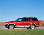 AUT 15 RK0549 01
2002 Ford Explorer Burgundy Profile View On Grass Blue Sky