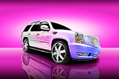 AUT 15 RK1092 01
2007 Cadillac Escalade White With Flames Low 3/4 Front View Studio