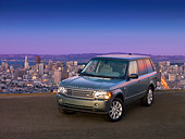 AUT 15 RK1095 01
2007 Land Rover Range Rover Supercharged Green 3/4 Front View On Pavement City Background