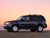 AUT 15 RK1149 01
2010 Ford Escape Hybrid SUV Black 3/4 Front View On Pavement At Sunset