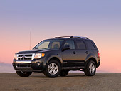 AUT 15 RK1150 01
2010 Ford Escape Hybrid SUV Black 3/4 Front View On Pavement At Sunset