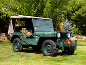 AUT 15 RK1164 01
1949 Willys Jeep P-2 Army Green Front 3/4 View On Grass By Trees