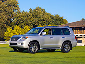 AUT 15 RK1165 01
2008 Lexus LX 570 Silver 3/4 Front View On Grass By Building Trees Blue Sky