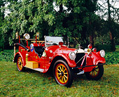 AUT 16 RK0120 01
1919 Pierce-Arrow Fire Truck Red 3/4 Front View On Grass