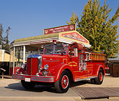 AUT 16 RK0077 04
1951 Mack Fire Truck 3/4 Front View By Old Gas Station
