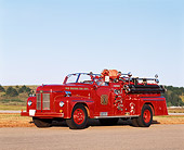 AUT 16 RK0107 03
1953 Ahrens-Fox Fire Truck Side 3/4 View On Road