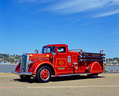 AUT 16 RK0140 02
1935 Ward La France Fire Truck 3/4 Side View On Pavement