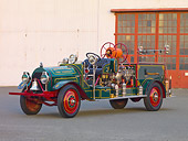 AUT 16 RK0164 01
1916 Locomobile Fire Truck Green 3/4 Front View By Building