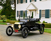 AUT 17 RK0042 05
1915 Ford Model T Roadster Black 3/4 Front View On Pavement By House
