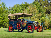 AUT 17 RK0197 01
1910 Rambler Touring Blue 3/4 Front View On Grass By Trees
