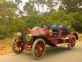 AUT 17 RK0159 01
1908 Thomas Model F Red 3/4 Front View On Pavement By Trees