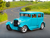 AUT 18 RK0791 01
1929 Ford Tudor Teal 3/4 Front View On Winding Road