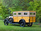 AUT 18 RK0796 01
1929 Ford Station Wagon Manilla Brown 3/4 Rear View On Grass By Trees