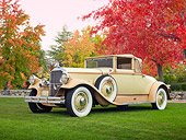 AUT 18 RK0803 01
1929 Pierce-Arrow Convertible Coupe Yellow 3/4 Front View On Grass By Autumn Trees