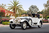 AUT 18 RK0820 01
1927 Rolls-Royce Phantom White 3/4 Front View On Pavement By House