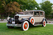 AUT 18 RK0823 01
1929 Franklin Roadster Brown And Beige 3/4 Front View On Grass By Trees