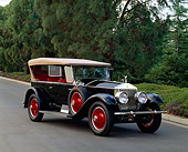 AUT 18 RK0005 02
1928 Rolls Royce Springfield Pall Mall 3/4 Front View On Pavment By Trees