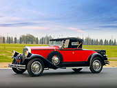 AUT 18 RK0323 01
1929 Pierce-Arrow Series 133 Roadster Red And Black 3/4 Front View On Pavement