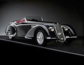 AUT 19 RK0008 10
1937 Alfa Romeo 2900B Spider 8C Black 3/4 Front View On Gray Line Studio