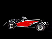 AUT 19 RK0234 04
1934 Alfa Romeo 2.3. Red And Black 3/4 Side View On Red Line Studio
