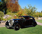 AUT 19 RK0570 02
1937 Rolls Royce PIII Limousine Black 3/4 Side View On Grass By Trees