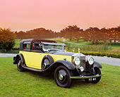 AUT 19 RK0575 01
1931 Rolls Royce Phantom II Yellow And Black 3/4 Front View On Grass