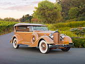 AUT 19 RK0744 01
1934 Packard Touring Super Eight Nutmeg 3/4 Front View On Pavement By Pond