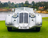 AUT 19 RK0763 01
1937 Horch 853 Voll & Ruhrbeck Sport Cabriolet Silver Front View On Grass By Ocean