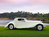 AUT 19 RK0821 01
1933 Delage D8S De Villars Roadster White Profile View On Grass By Water