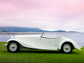 AUT 19 RK0822 01
1933 Delage D8S De Villars Roadster White Profile View On Grass By Water