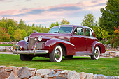 AUT 19 RK0871 01
1939 Cadillac Special Sedan Burgundy 3/4 Front View On Grass By Autumn Trees