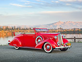 AUT 19 RK0917 01
1936 Chevrolet Roadster Red 3/4 Front View On Gravel By Lake