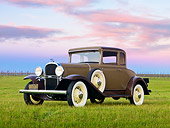 AUT 19 RK0936 01
1931 Oldsmobile Deluxe Business Coupe Brown 3/4 Front View On Grass By Vineyard
