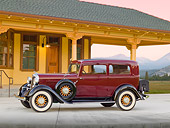 AUT 19 RK0945 01
1933 Dodge DP Maroon And Black 3/4 Side View On Concrete By Train Station
