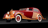 AUT 19 RK0947 01
1937 Rolls-Royce Phantom III Freestone & Webb Sedanca Red And Copper 3/4 Front View In Studio