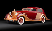 AUT 19 RK0948 01
1937 Rolls-Royce Phantom III Freestone & Webb Sedanca Red And Copper 3/4 Front View In Studio