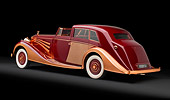 AUT 19 RK0949 01
1937 Rolls-Royce Phantom III Freestone & Webb Sedanca Red And Copper 3/4 Rear View In Studio