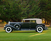 AUT 19 RK0968 01
1933 Pierce Arrow Black Profile View On Grass By Trees