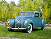 AUT 19 RK1017 01
1938 Lincoln Zephyr Coupe Sedan Avon Blue 3/4 Front View On Grass By Trees