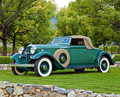 AUT 19 RK1022 01
1932 Lincoln KB LeBaron Green 3/4 Front View On Grass By Trees