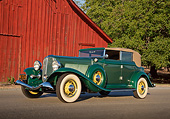 AUT 19 RK1035 01
1933 Auburn Salon 8-105 Mountain Green 3/4 Front View On Pavement By Red Barn