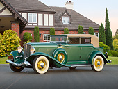 AUT 19 RK1040 01
1933 Auburn Salon 8-105 Mountain Green 3/4 Side View On Pavement By House