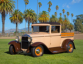 AUT 19 RK1043 01
1931 Ford Model A Beige 3/4 Front View On Grass By Palm Trees
