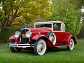 AUT 19 RK1046 01
1930 Franklin 145 Convertible Red 3/4 Front View On Grass By Trees